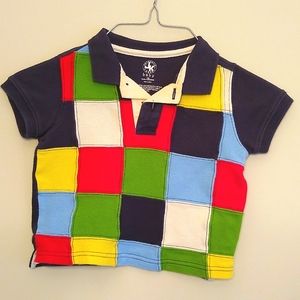 JKhaki boys 18 months collared polo shirt red, navy, yellow green, white block